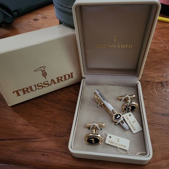 Trussadi Set Vintage tie clip-on and cufflinks Made in Italy - Picture 3 of 8